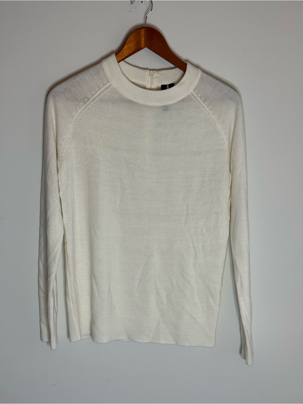 Alie & Rob Off White Cream Mock Neck Sweater Womens Small Back Zipper Raglan
